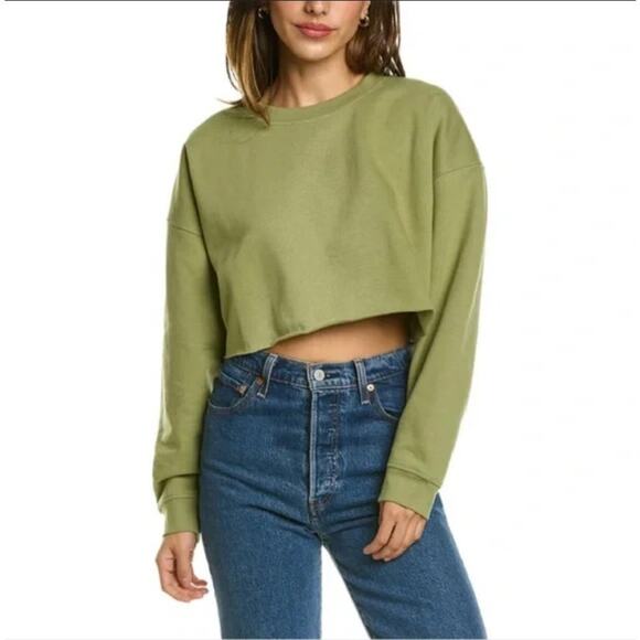 WeWoreWhat Tops - WeWoreWhat Green Cropped Boxy Pullover Sweatshirt Size Large
